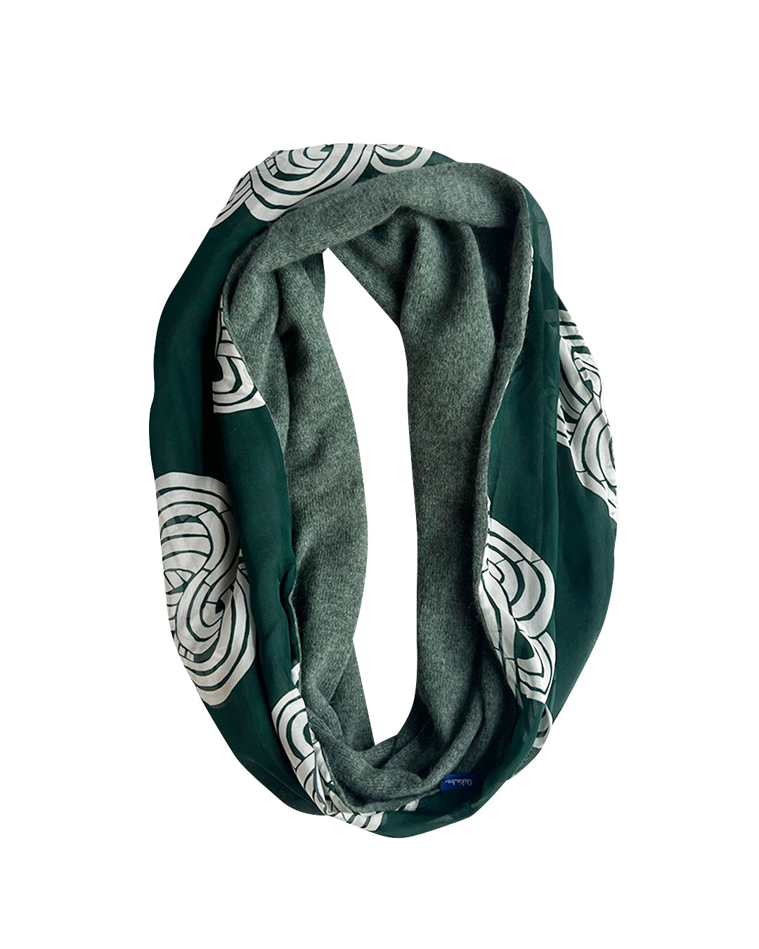 Infinity knots cashmere infinity loop green scarf cukimber designs