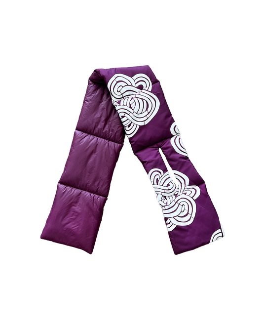 Burgundy Infinity Knots Puffer Scarf | Colorful Winter | cukimber designs