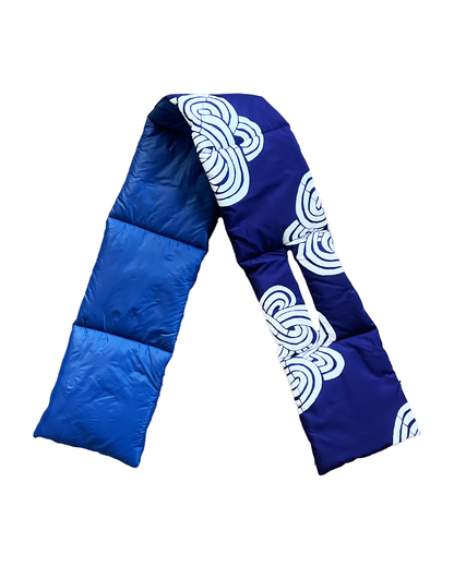 Navy Infinity Knots Puffer Scarf | Colorful Winter | cukimber designs