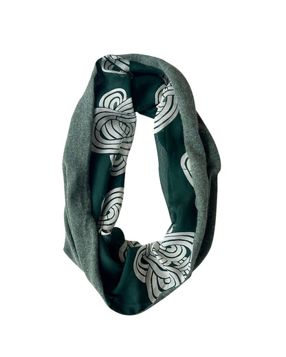 Infinity knots cashmere infinity loop green scarf cukimber designs