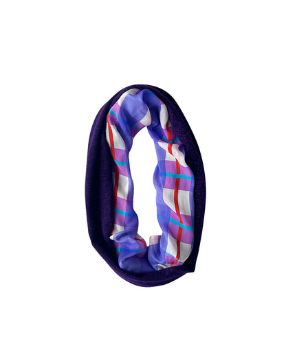 purple red blue plaid cashmere infinity loop purple scarf cukimber designs