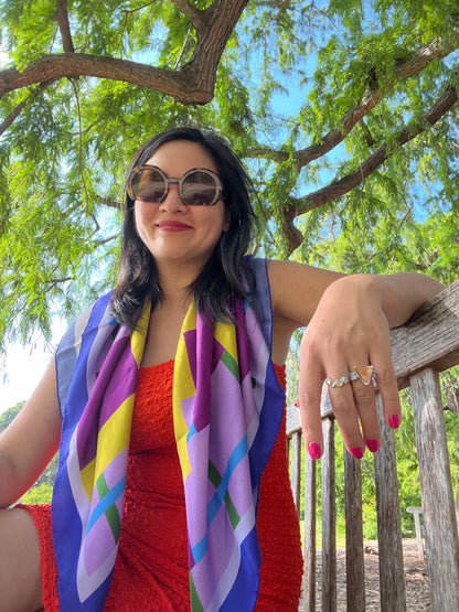 Purple Bloc Party Silk Twill Scarf - cukimber designs
