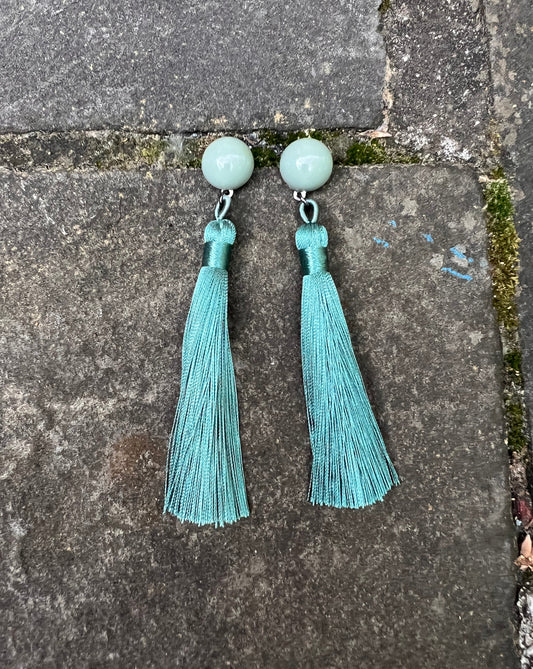 acrylic bead tassel earrings