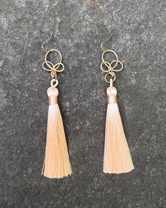 Infinity Knots - Light Pink Tassel Earrings