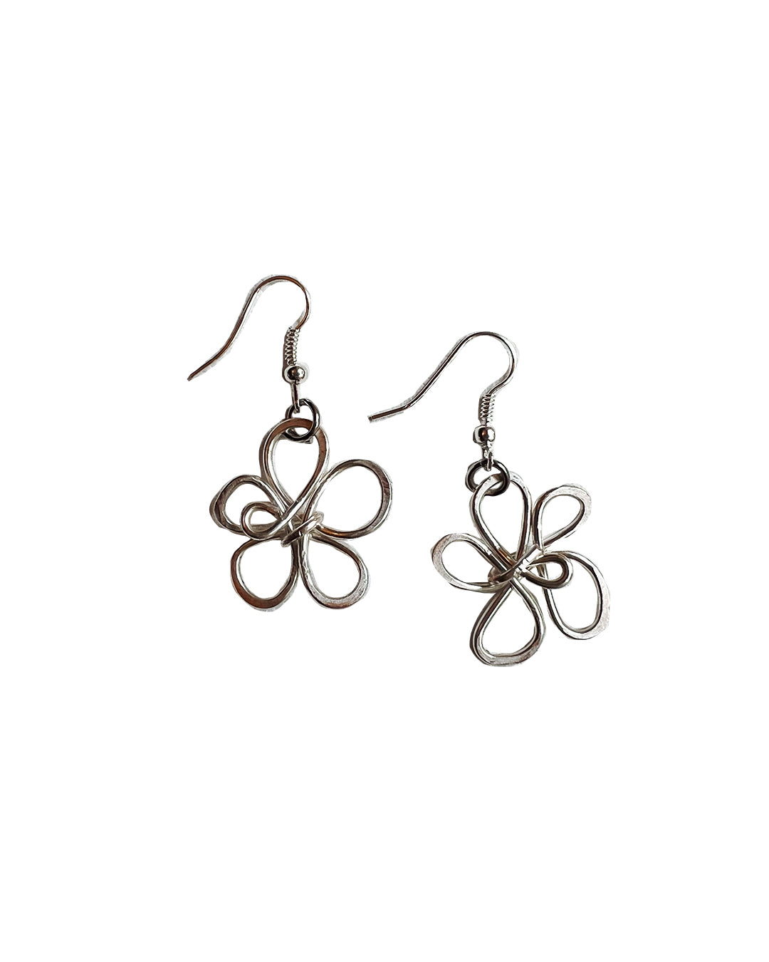 silver small handmade flower earrings 