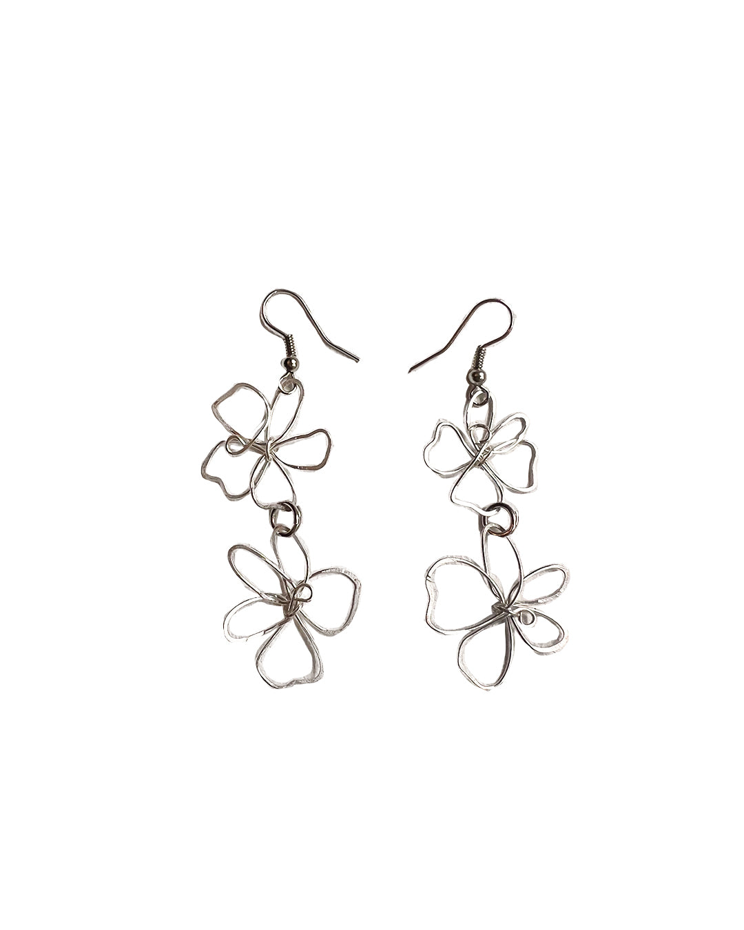 silver handmade flower earrings 