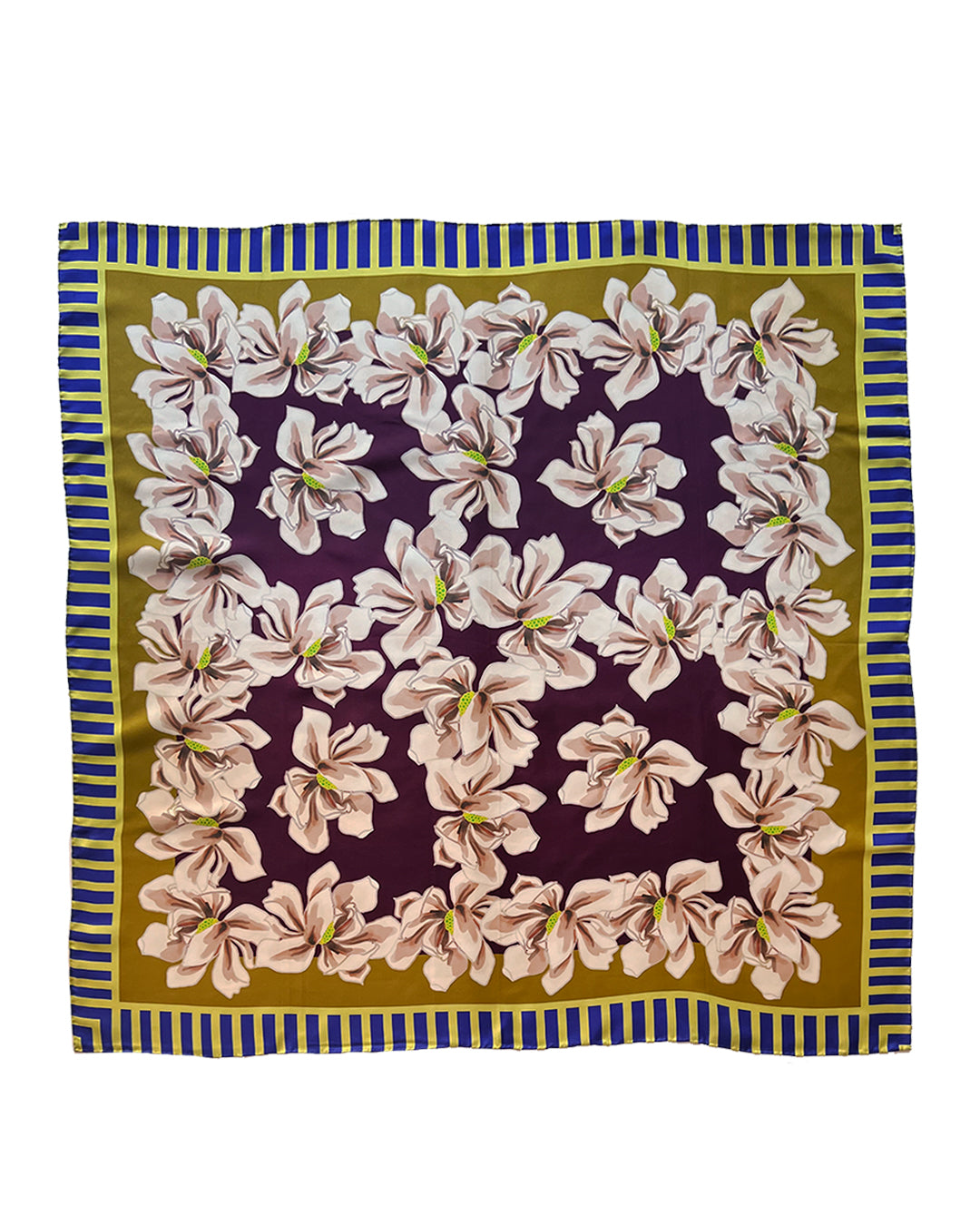 Eggplant Magnolia SILK TWILL SCARF - PREORDER ONLY