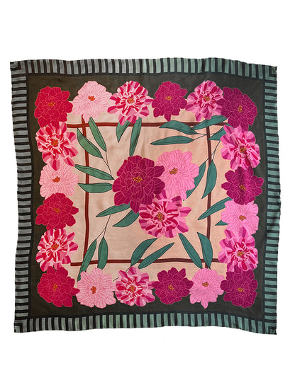 Pink Peony Silk Twill Scarf - cukimber designs