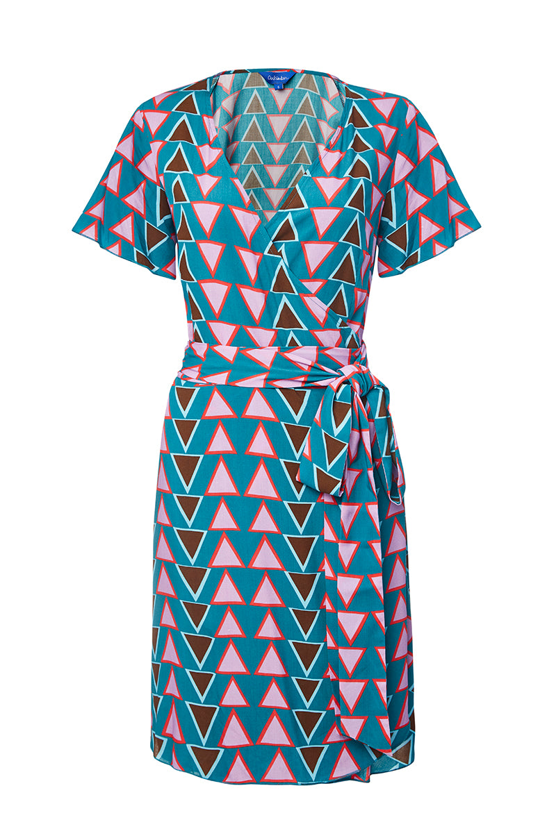 Stacked Triangles Short Wrap Dress
