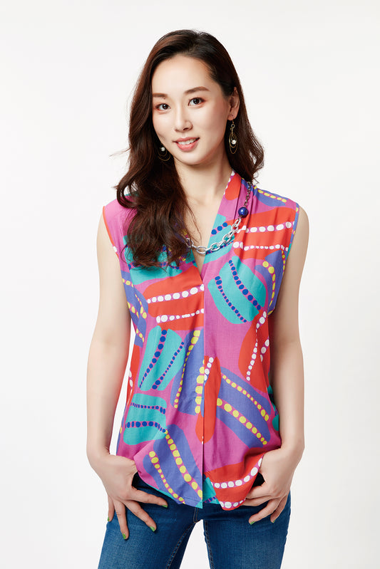 Pink Anemone Sleeveless Blouse