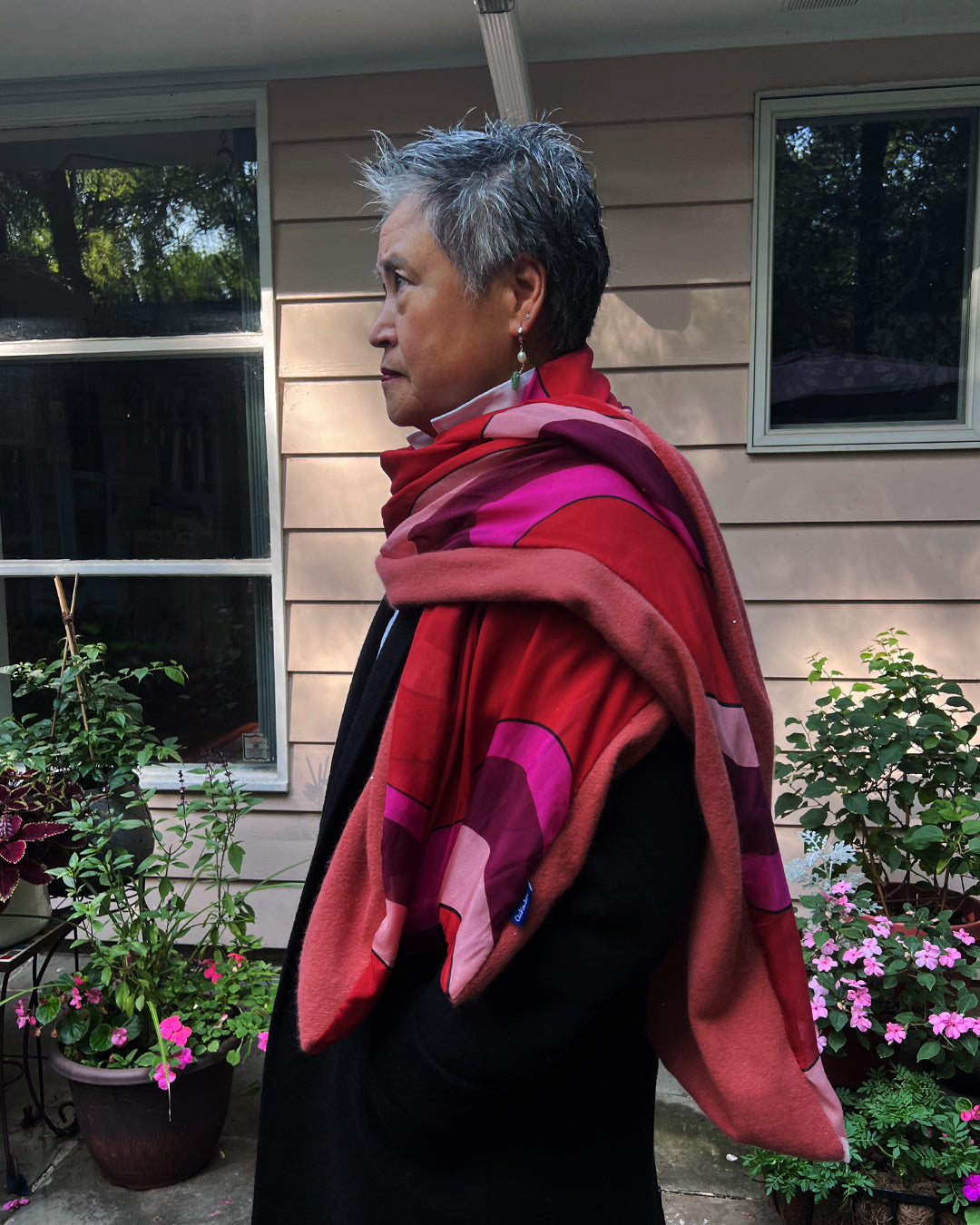 Rosewood Brown Ribbons Cashmere Silk Chiffon Scarf | cukimber designs