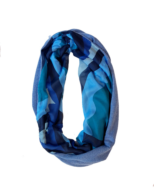 Blue Waves Infinity Cornflower Blue Cashmere Silk Chiffon Scarf | cukimber designs