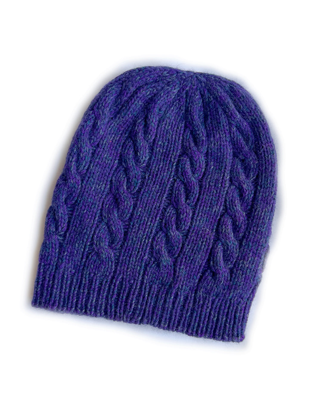 Violet Navy Blended Cable Knit Cashmere Beanie | cukimber designs