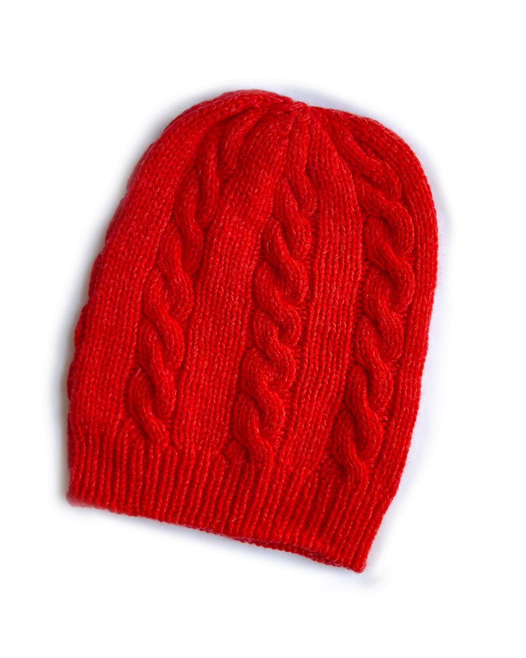 Red Orange Cable Knit Cashmere Beanie | cukimber designs
