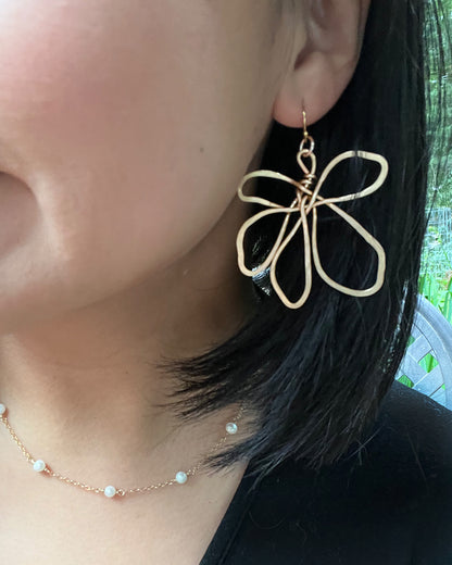 Brass Wire Flower Earrings | cukimber