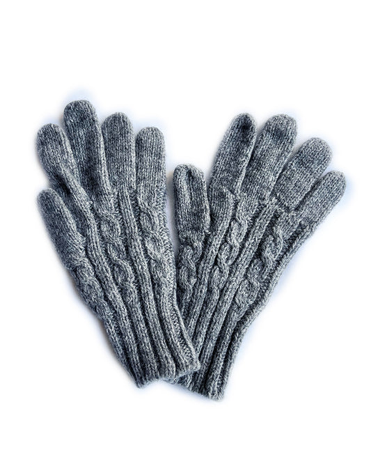 Heather Gray Cable Knit Cashmere Gloves | cukimber designs