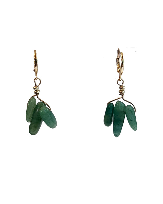 Semifine Huggies - Triple Green Aventurine Earrings | cukimber designs