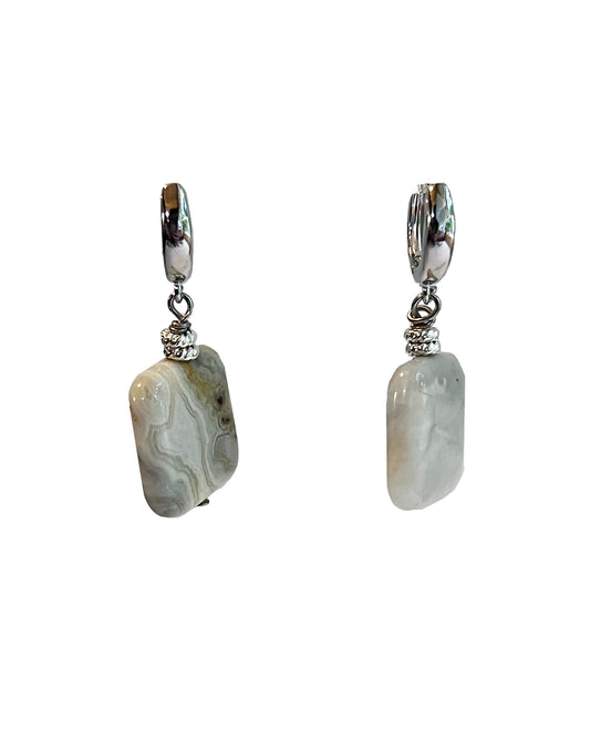 Semifine Huggies - Gray Agate Earrings | cukimber designs