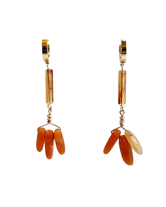 Semifine Huggies - Triple Red Aventurine Earrings | cukimber designs