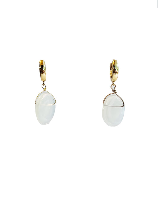 Semifine Huggies - Moonstone Earrings | cukimber designs