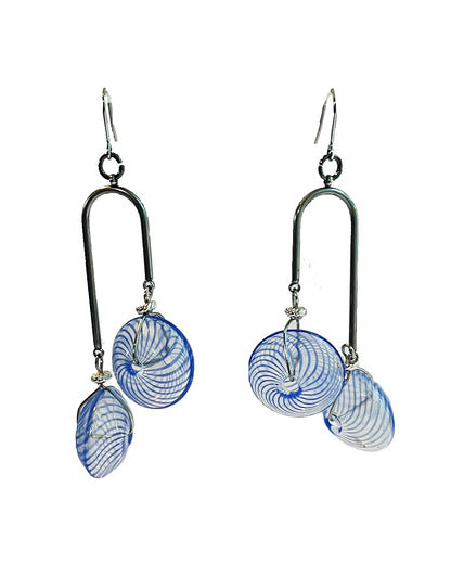 Semifine Blue Glass Beach Ball Earrings | cukimber designs
