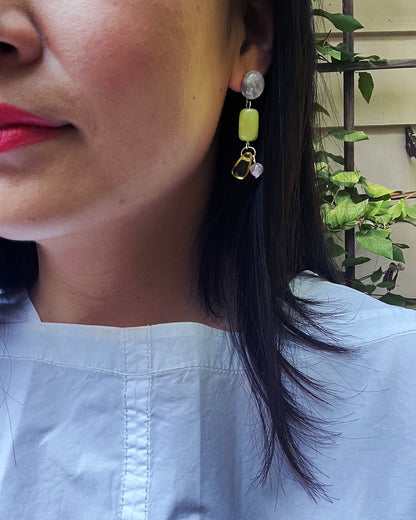 Semifine  - Rose Quartz Lemon Jade Earrings | cukimber designs
