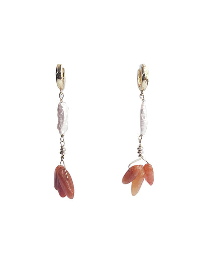 Semifine Huggies - Pearl Red Aventurine Earrings | cukimber designs
