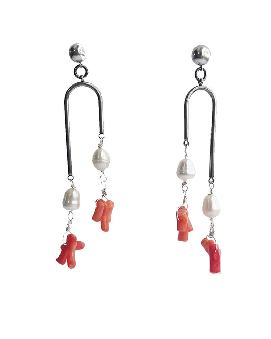 Semifine Pearl Coral Earrings | cukimber designs