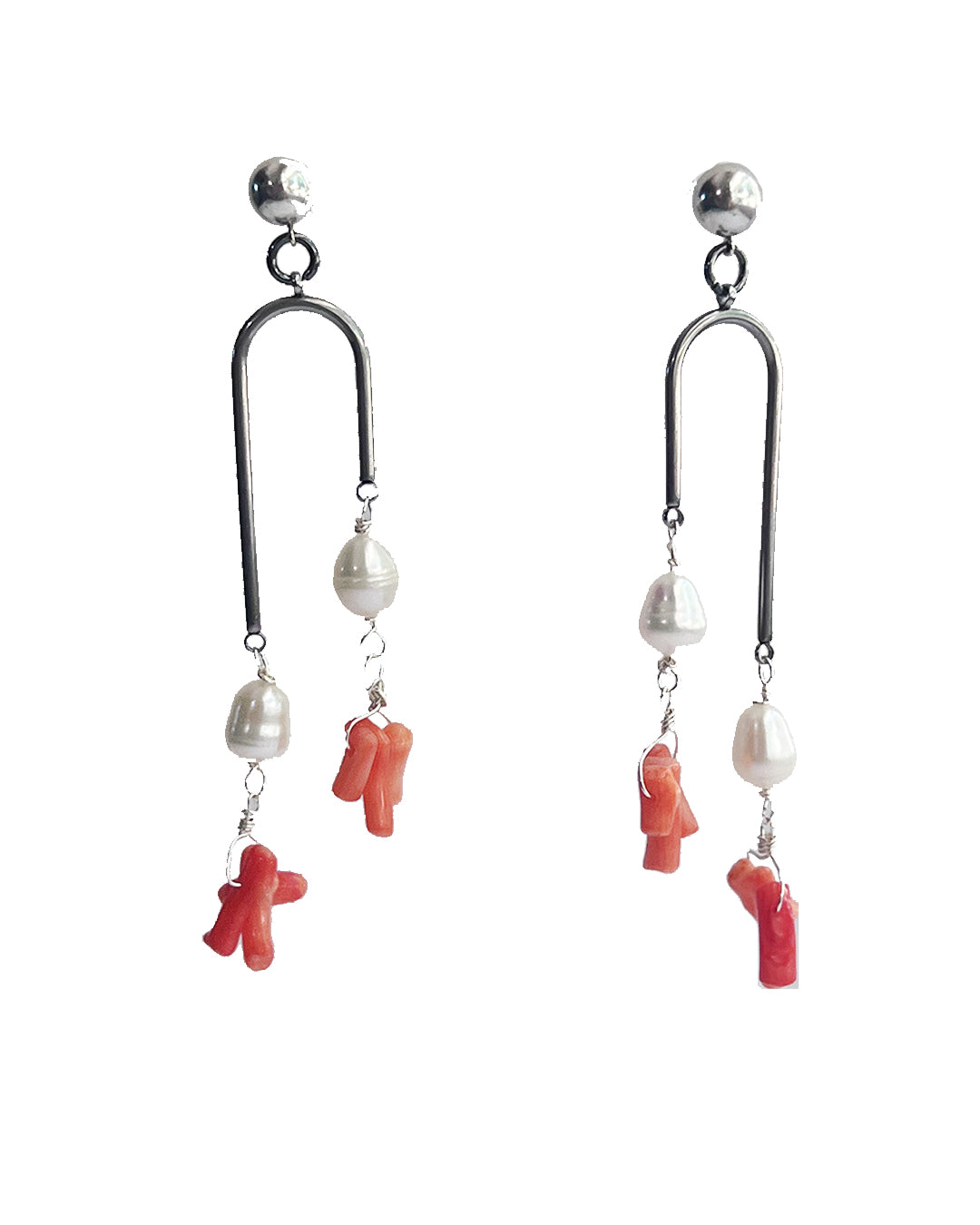 Semifine Pearl Coral Earrings | cukimber designs