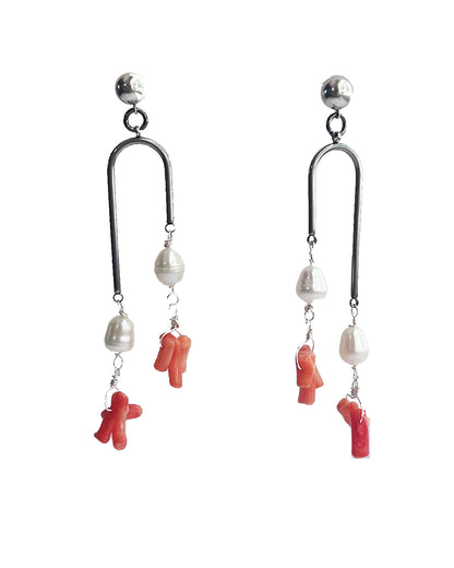 Semifine Pearl Coral Earrings | cukimber designs