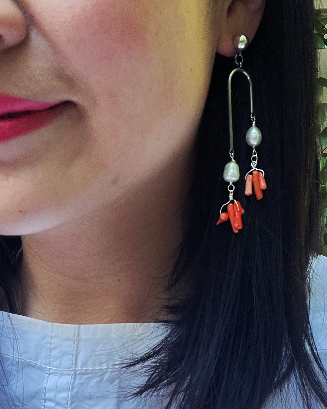 Semifine Pearl Coral Earrings | cukimber designs