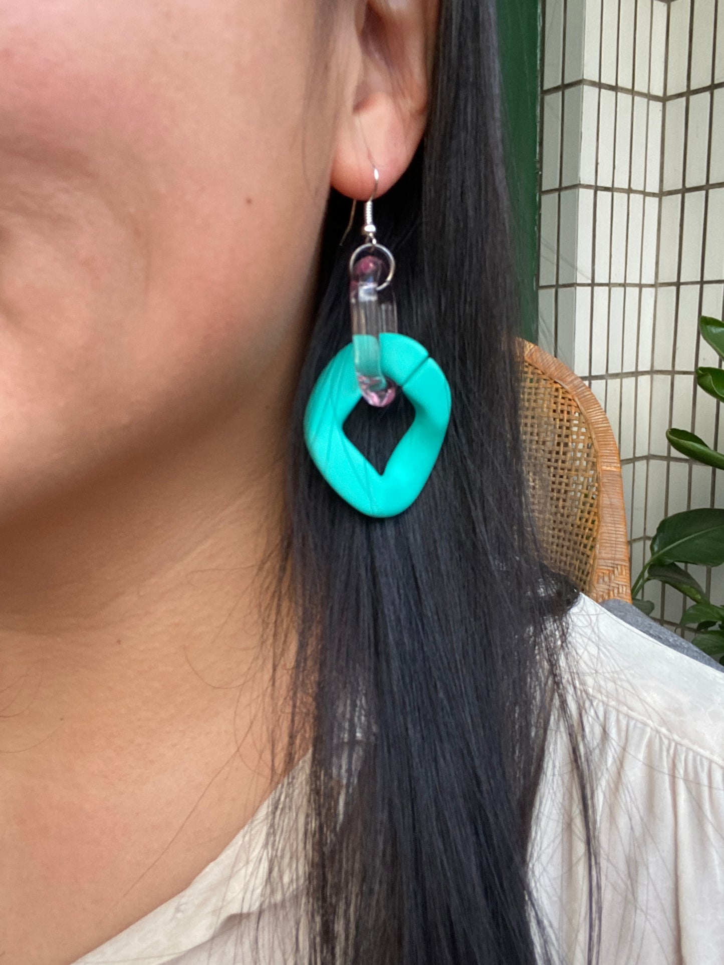 Infinite Colors Matte Aqua Chain Earrings