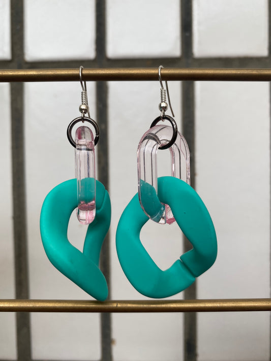 Infinite Colors Matte Aqua Chain Earrings