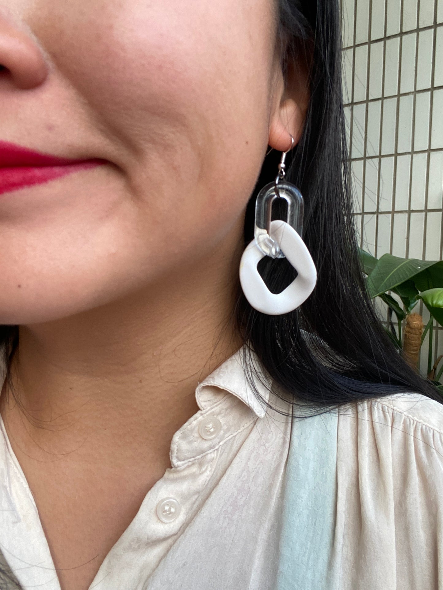 Infinite Colors Matte White Chain Earrings