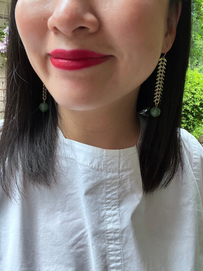 Classic Wire - Fishbone Earrings Jade Green | cukimber  | cukimber designs