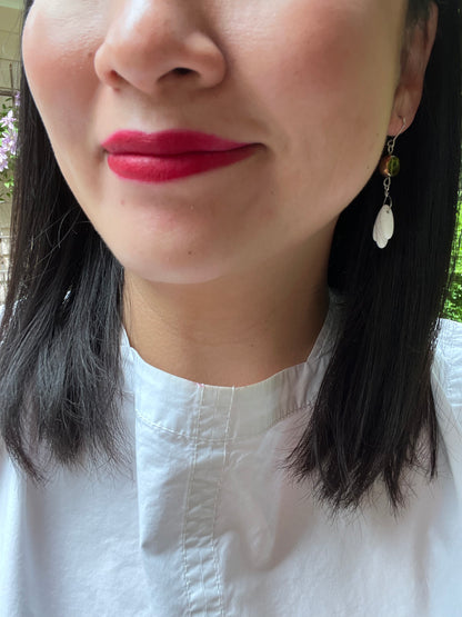 Glass & White Jade Drop Earrings | cukimber designs