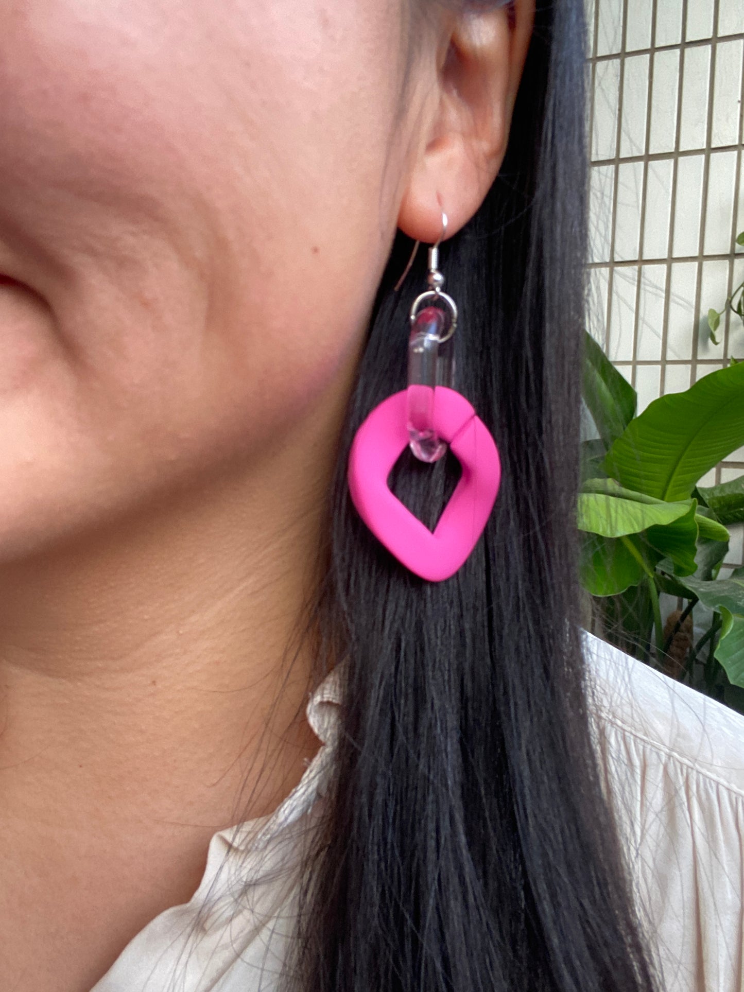 Infinite Colors Matte Pink Chain Earrings