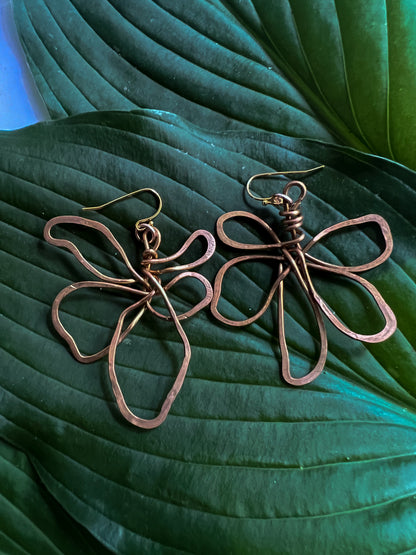 Brass Wire Flower Earrings | cukimber