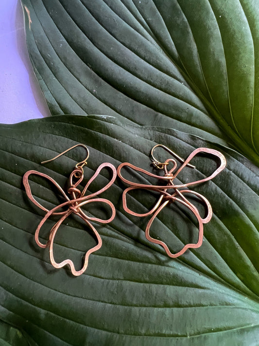 Brass Wire Flower Earrings | cukimber