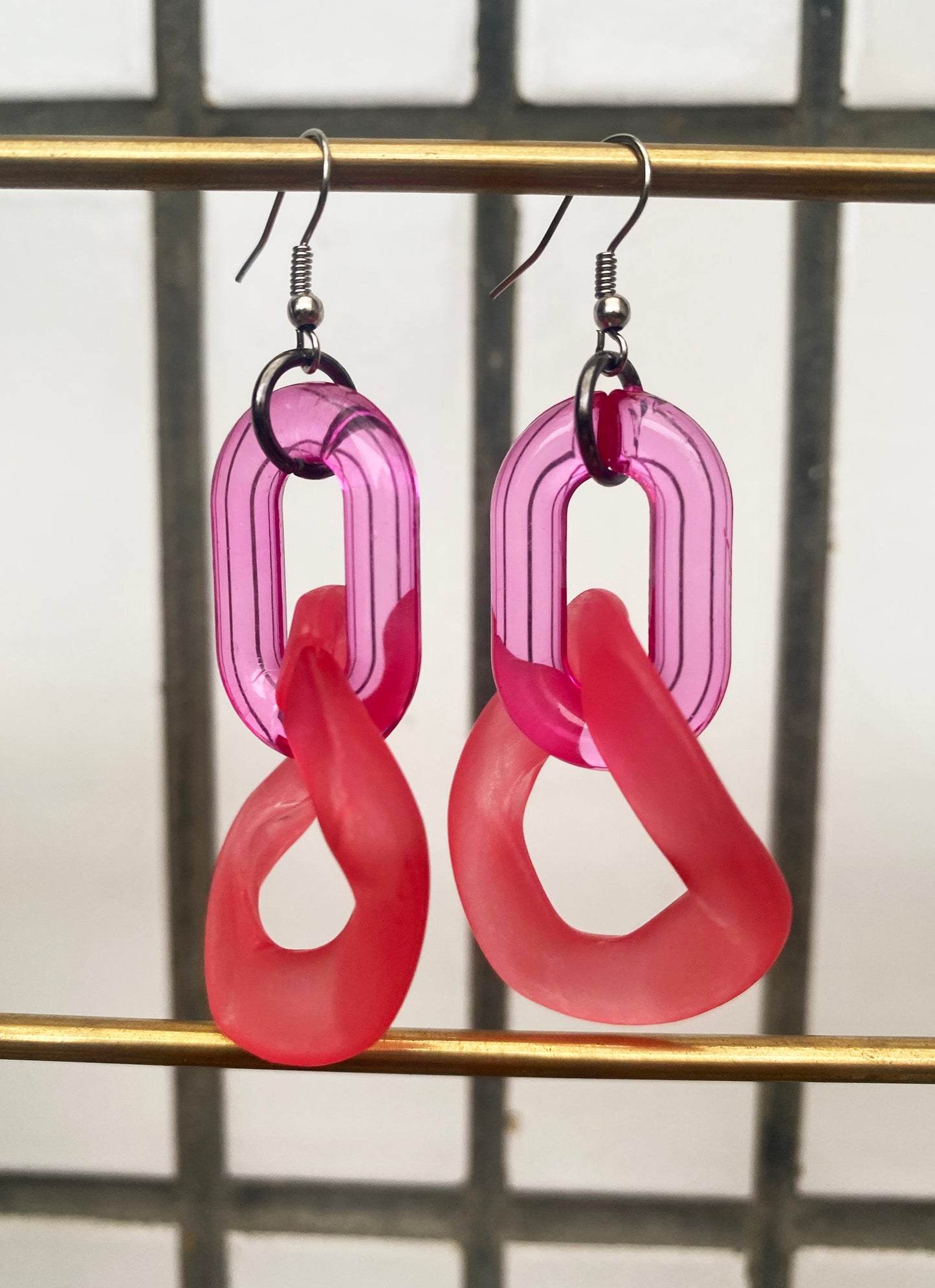 Infinite Colors Magenta Pink Chain Earrings