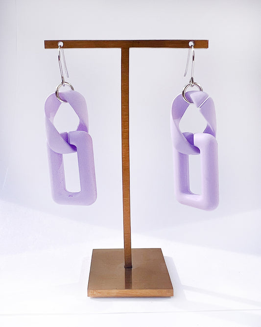 Infinite Colors Matte Purple Rectangle 3 Chain Earrings