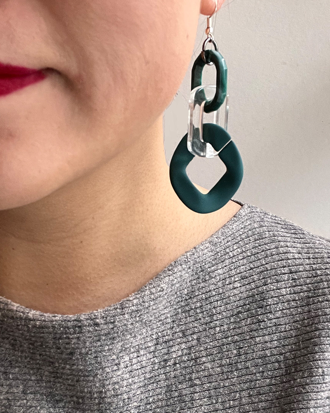 Infinite Colors Teal Triple Chain Earrings