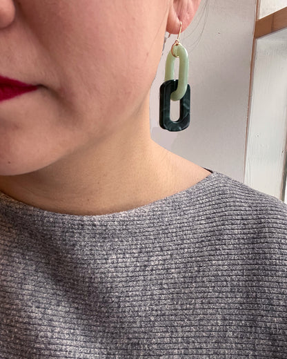 Infinite Colors Jade Rectangle Chain Earrings