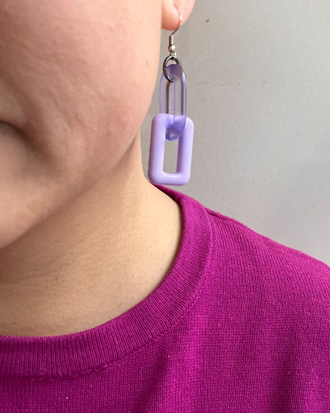 Infinite Colors Translucent Matte Purple Chain Earrings