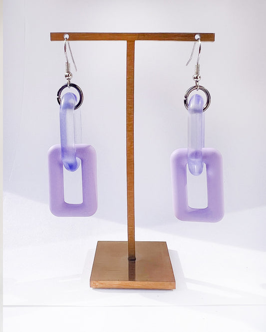 Infinite Colors Translucent Matte Purple Chain Earrings