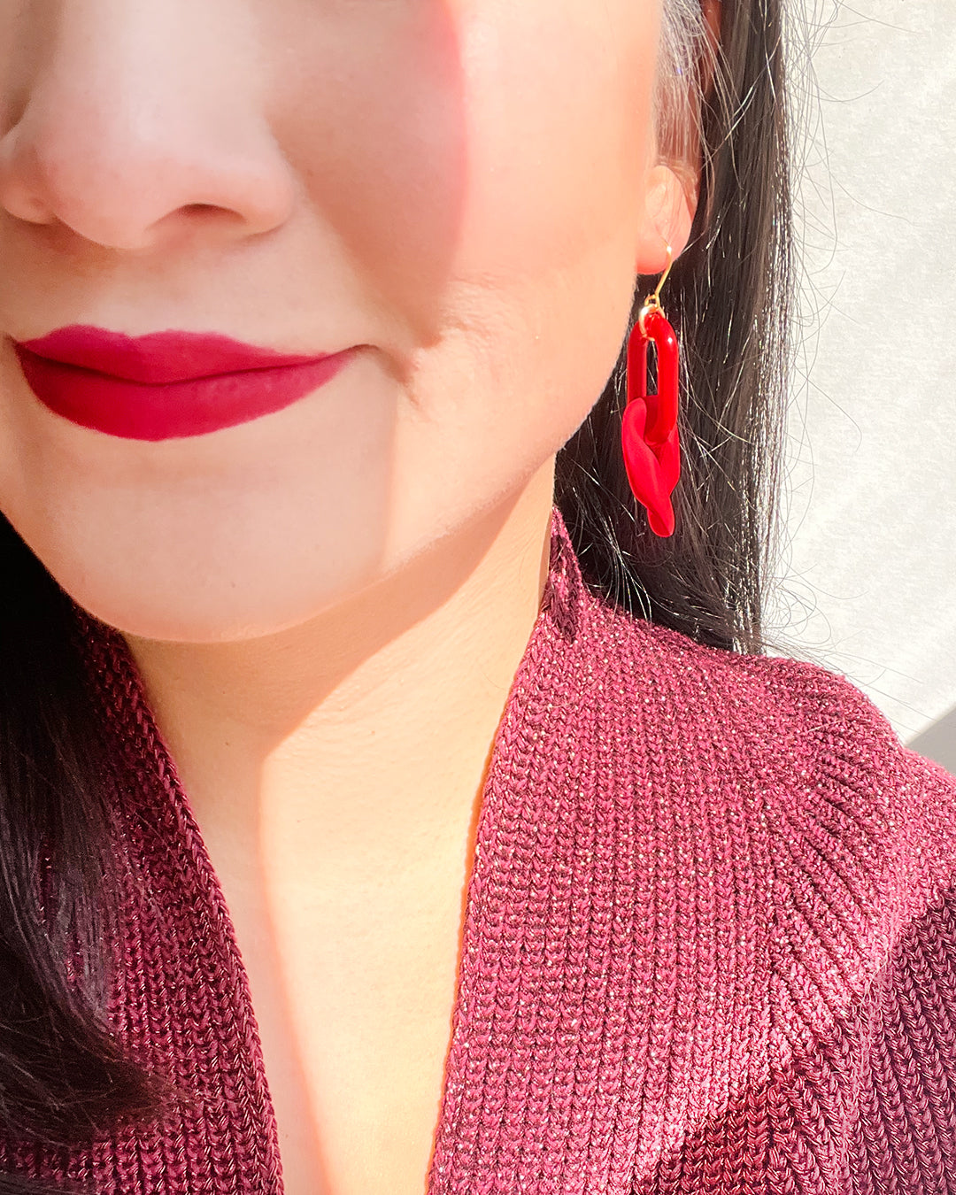 Infinite Colors Big Red Chain Earrings  | cukimber designs