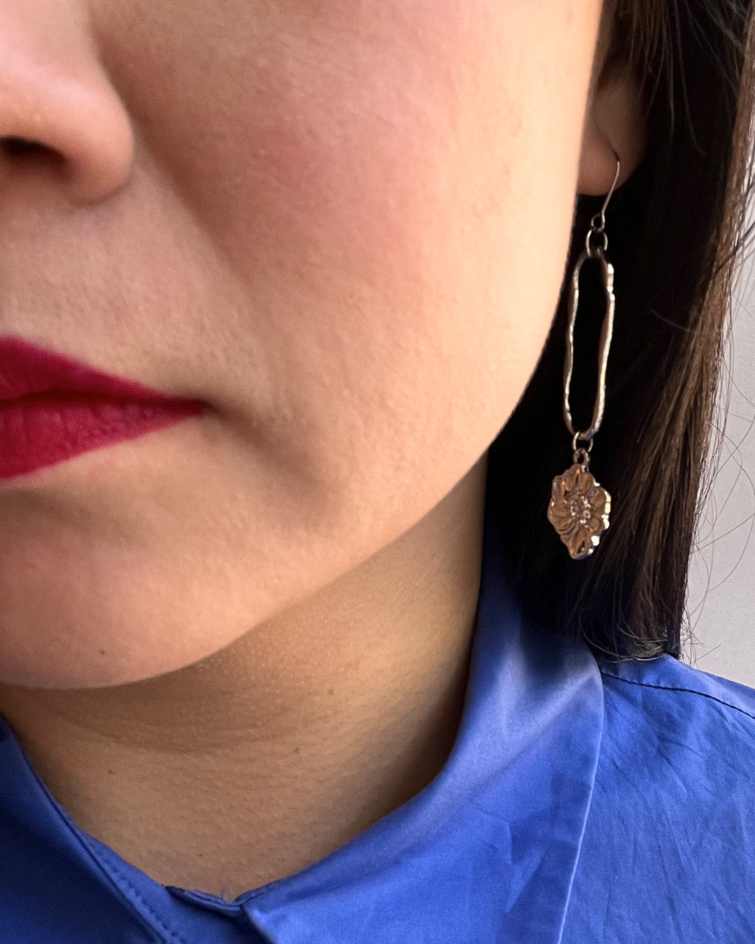 Silver Bloom Drop Earrings