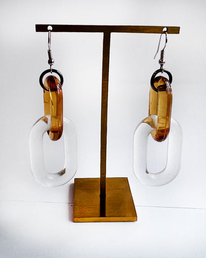Infinite Colors Brown White Clear Chain Earrings | cukimber designs
