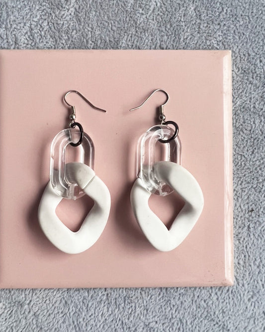 Infinite Colors Matte White Chain Earrings