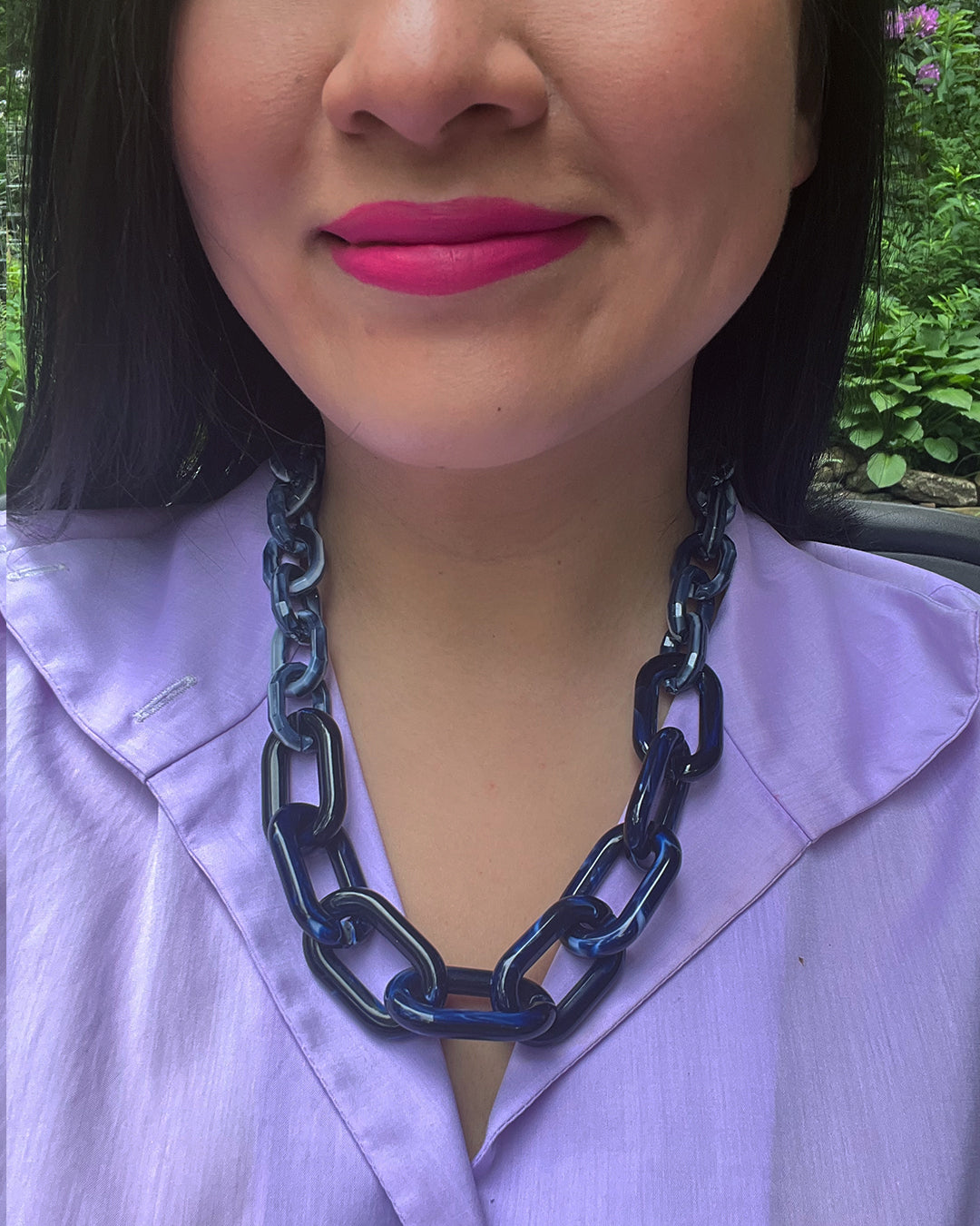 Infinite Colors Tricia Necklace - Navy Blue Chain